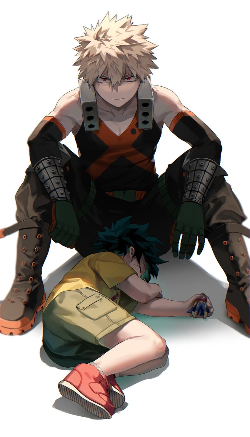 midoriya izuku, bakugou katsuki, and all might (boku no hero academia) drawn by cut_(nifuhami_35)