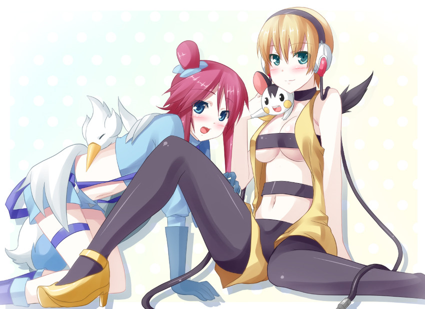 skyla, elesa, emolga, and swanna (pokemon and 1 more) drawn by yano_mitsuki_(nanairo)