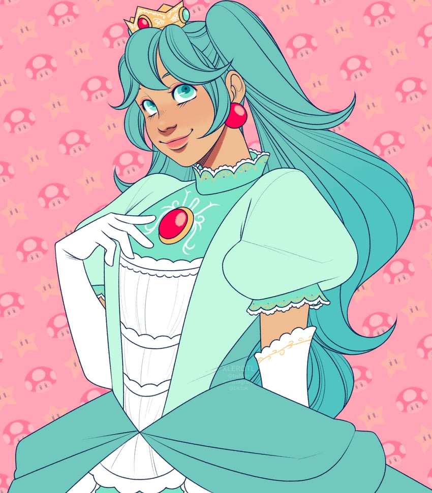 hatsune miku and princess peach (vocaloid and 1 more) drawn by xlerotl