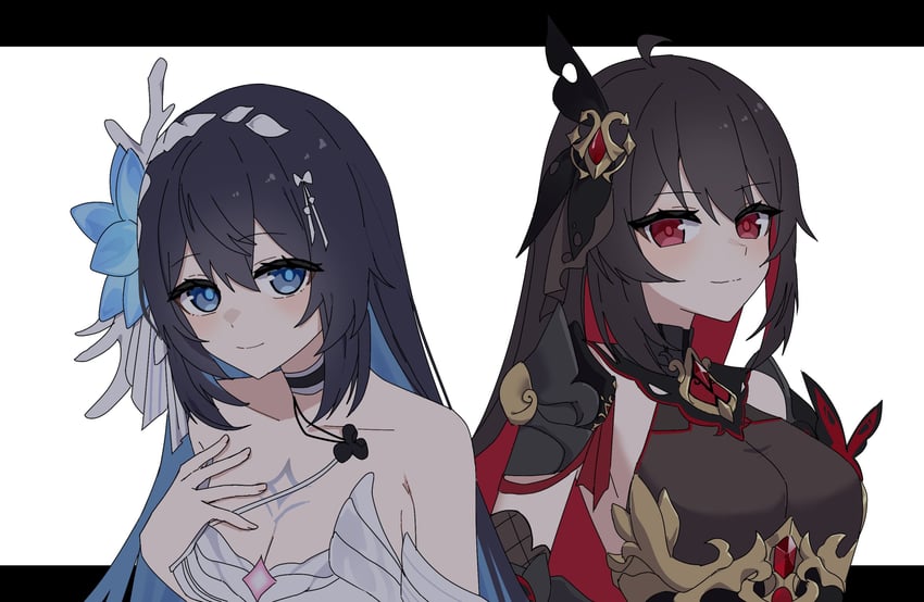 seele vollerei and seele (honkai and 1 more) drawn by h2o_omizu
