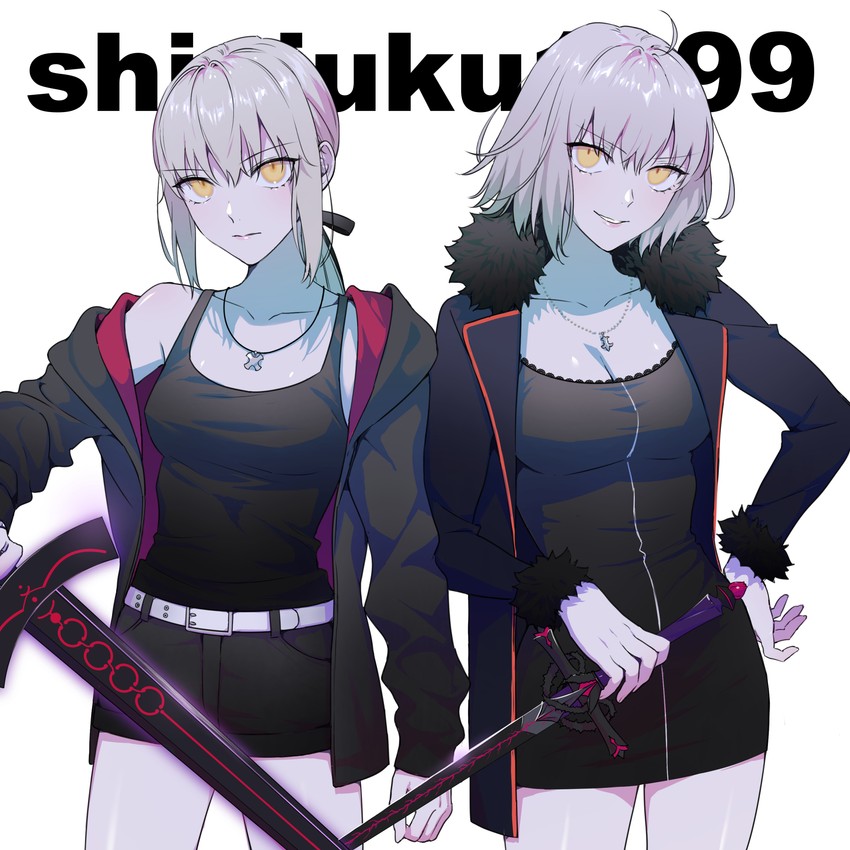 artoria pendragon, jeanne d'arc alter, and saber alter (fate and 1 more) drawn by nipi27