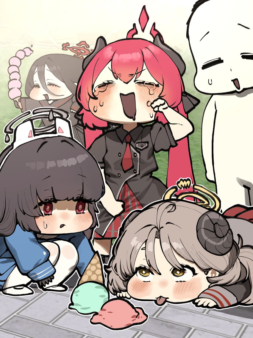 sensei, doodle sensei, miyu, hasumi, junko, and 1 more (blue archive) drawn by chroong