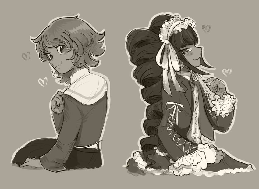 celestia ludenberg and fujisaki chihiro (danganronpa and 1 more) drawn by twinklelitchii