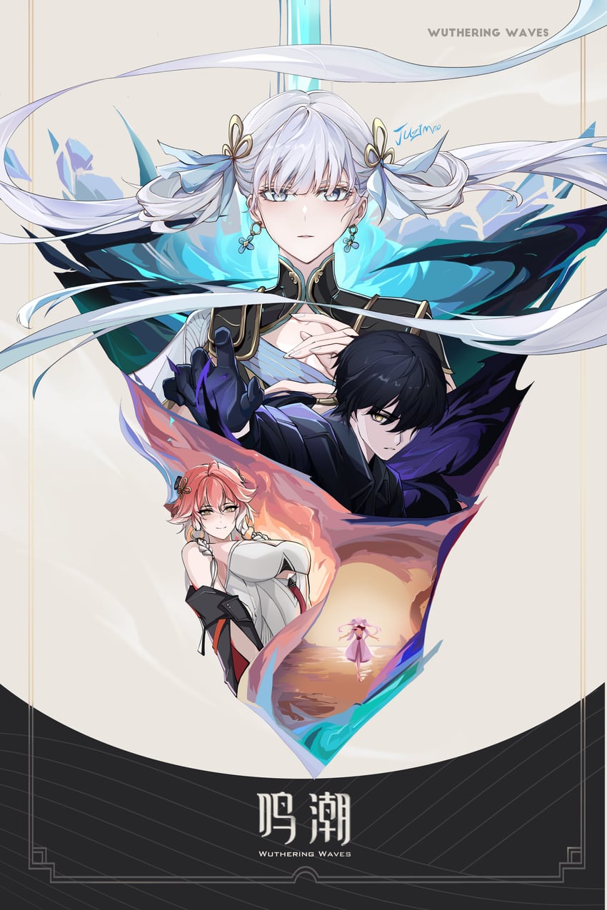 rover, changli, male rover, and jinhsi (wuthering waves) drawn by juzi_mao