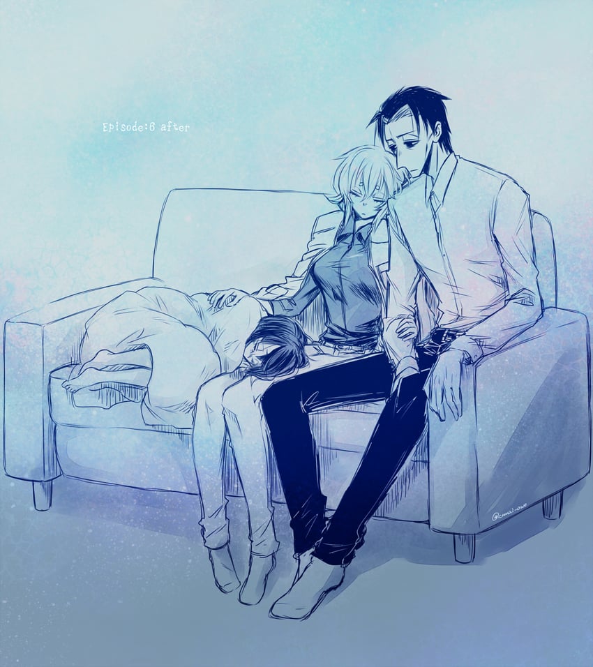 asama hirotaka, inubousaki shioi, and komachi shun (nikubami honegishimi) drawn by runarica0914
