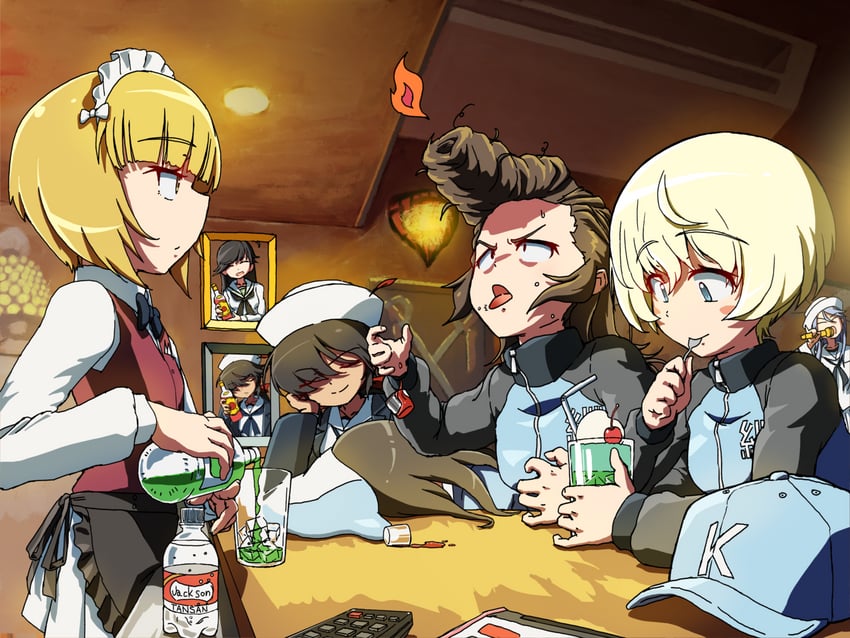 mika, isuzu hana, cutlass, ogin, flint, and 2 more (girls und panzer) drawn by kuroneko_douji