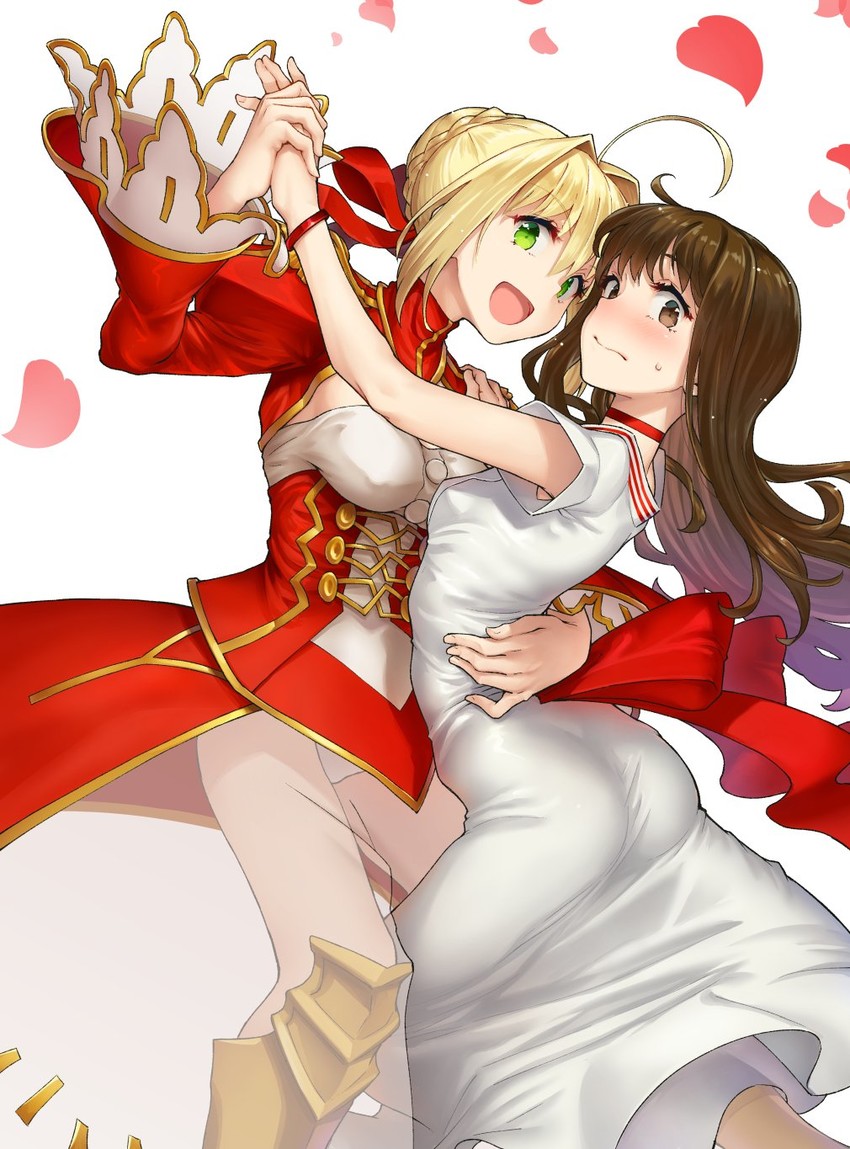 nero claudius and kishinami hakuno (fate and 2 more) drawn by aya_shachou
