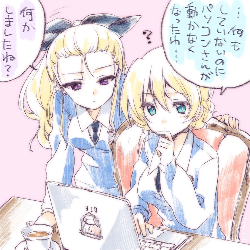 darjeeling and assam (girls und panzer) drawn by kuroi_mimei