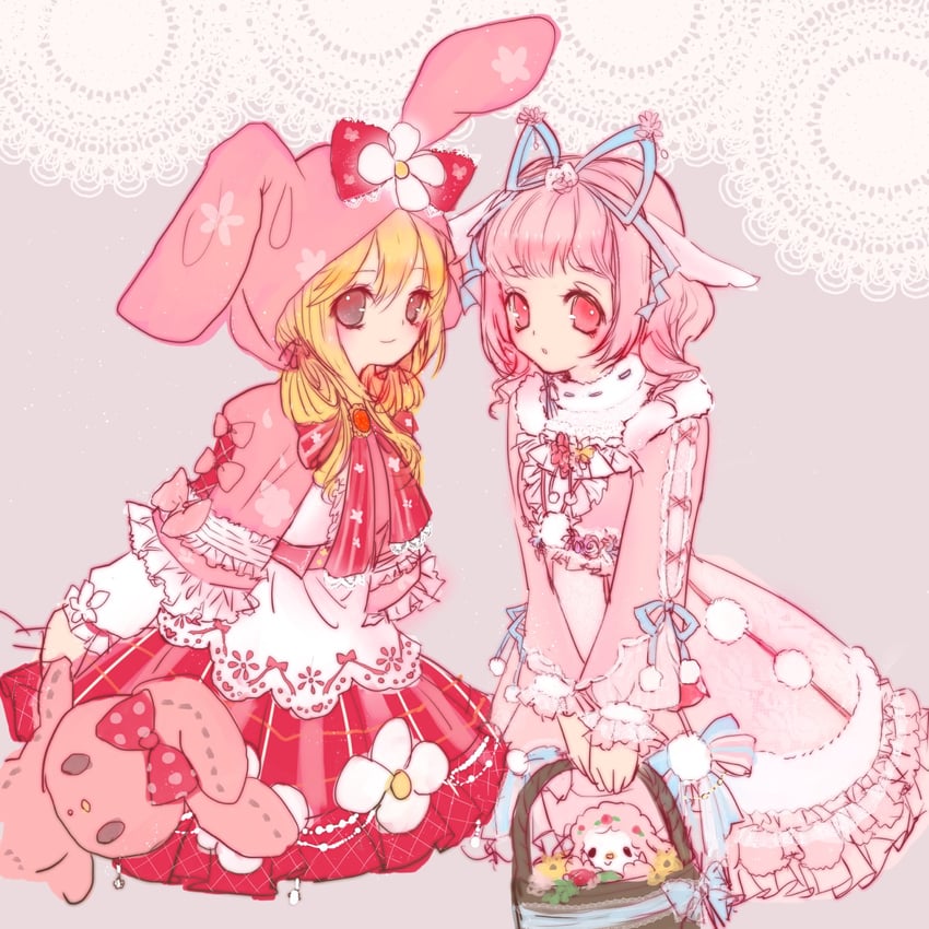 my melody, my sweet piano, melo-melo my melody, and fluffy piano-chan (sanrio and 3 more) drawn by nekoneko_gon