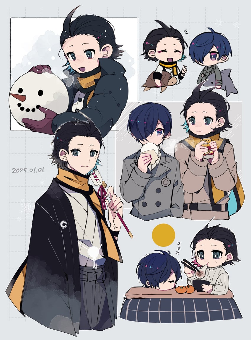 yuuki makoto and mochizuki ryouji (persona and 1 more) drawn by teketeke_(tasutekete)