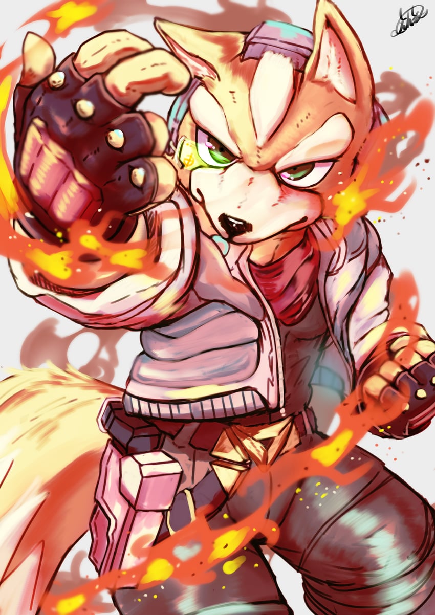 fox mccloud (super smash bros. and 1 more) drawn by enso_turtle