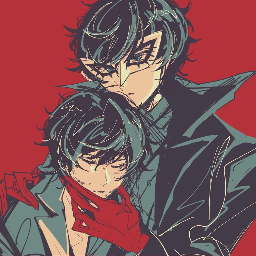 amamiya ren and joker (persona and 1 more) drawn by catrom_nya