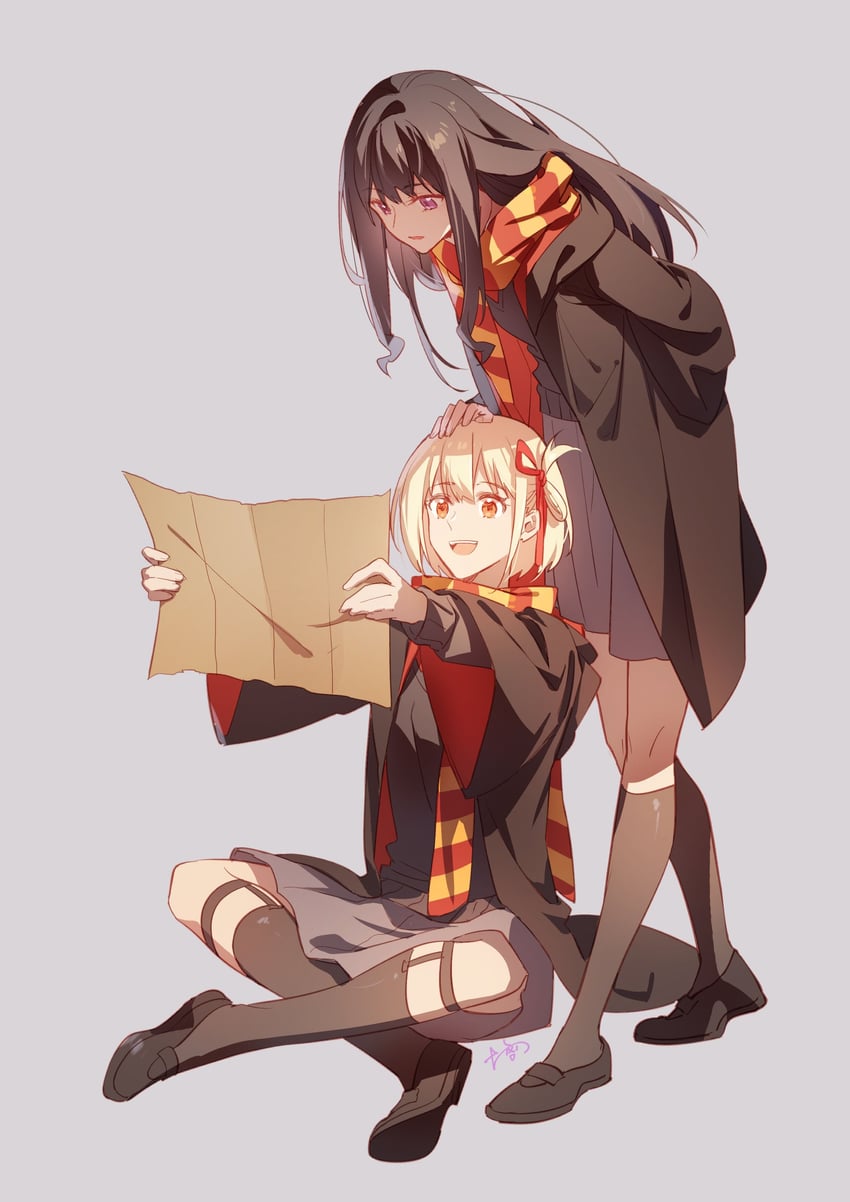 nishikigi chisato and inoue takina (lycoris recoil and 2 more) drawn by walluka