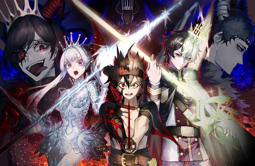 noelle silva, asta, yuno, vanica zogratis, zenon zogratis, and 1 more (black clover) drawn by frit_2