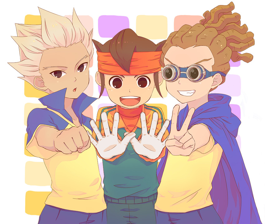 endou mamoru, kidou yuuto, and gouenji shuuya (inazuma eleven) drawn by shiho_(pixiv)