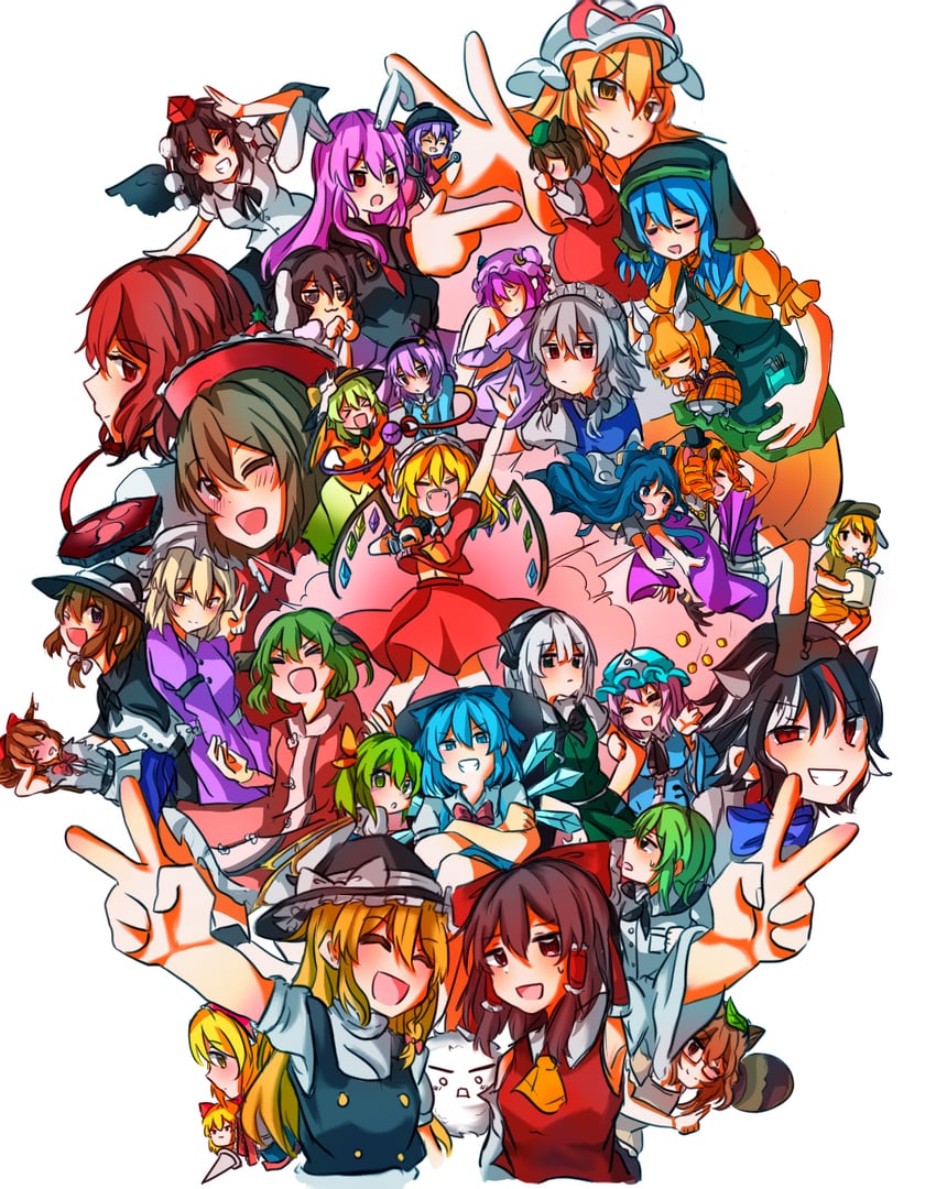 hakurei reimu, kirisame marisa, flandre scarlet, izayoi sakuya, komeiji koishi, and 28 more (touhou) drawn by mahoushaojiulilika05836