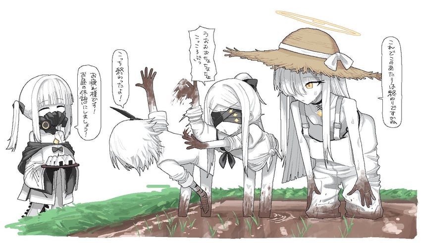 ein, sof, ohr, and malkuth (blue archive) drawn by ookii_tsukemono