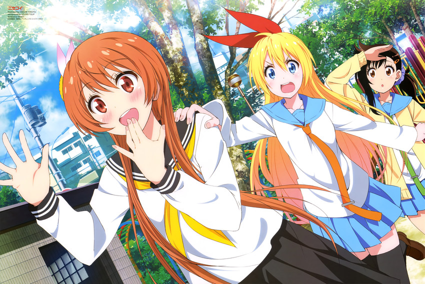 kirisaki chitoge, tachibana marika, and onodera haru (nisekoi) drawn by yokota_takumi
