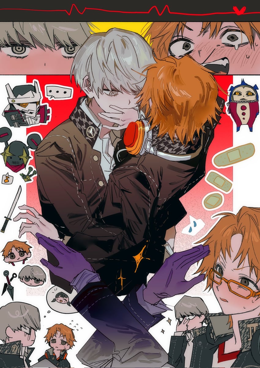 narukami yu, hanamura yousuke, and kuma (persona and 1 more) drawn by goguma_wagamja