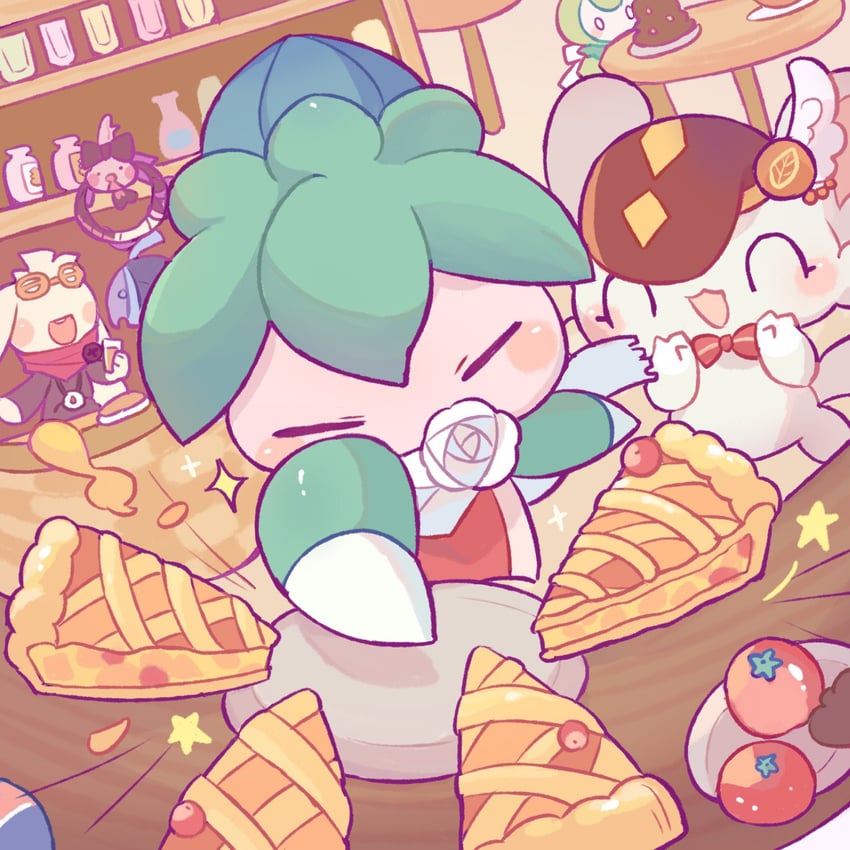 minccino, raboot, petilil, klefki, and fomantis (pokemon) drawn by bibi_(kano2541293757)