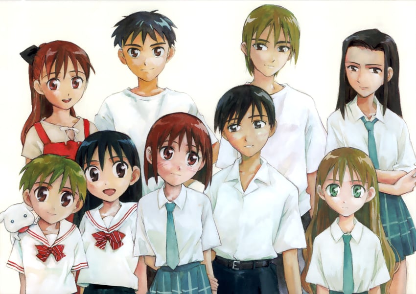 miyazawa yukino, arima souichirou, shibahime tsubasa, izawa maho, pero pero, and 3 more (kareshi kanojo no jijou) drawn by takamura_kazuhiro