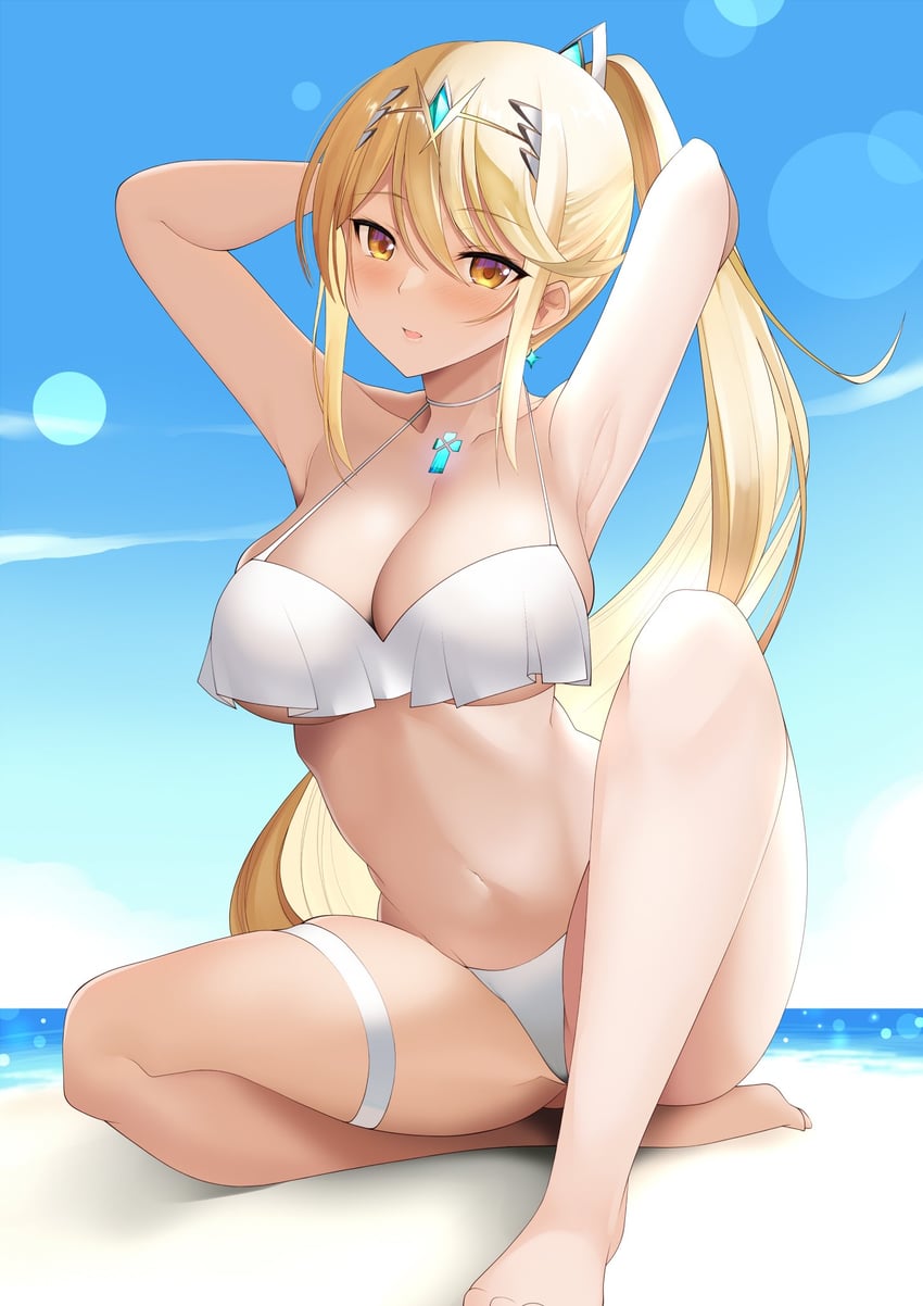 mythra (xenoblade chronicles and 1 more) drawn by daive