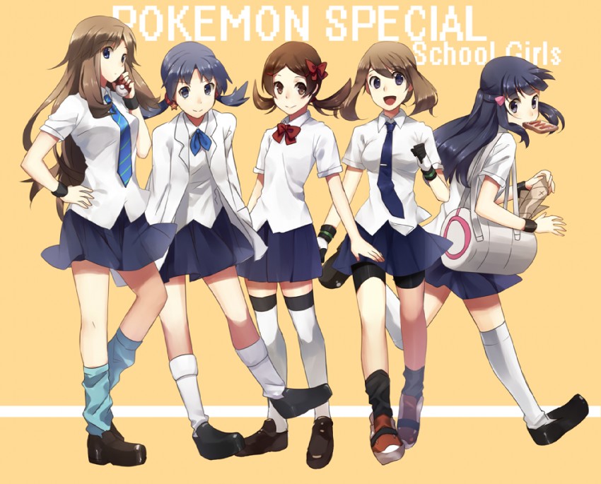 dawn, may, lyra, kris, and green (pokemon and 6 more) drawn by weee_(raemz)