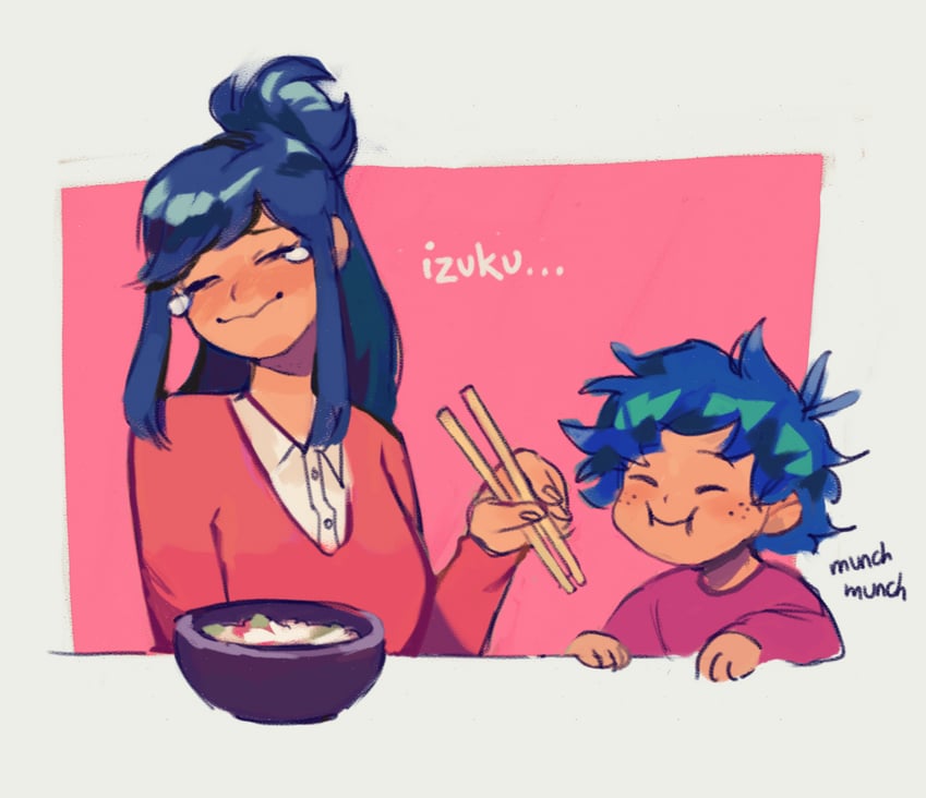 midoriya izuku and midoriya inko (boku no hero academia) drawn by fenkko