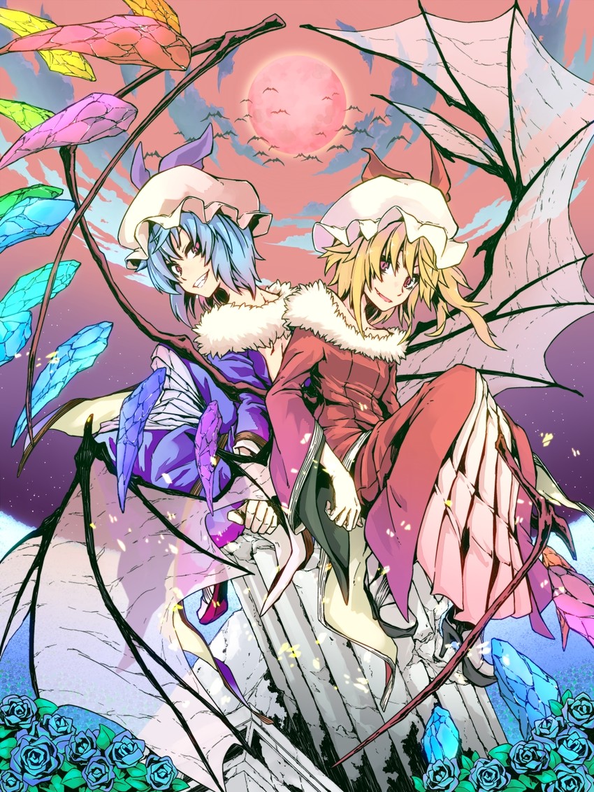 remilia scarlet and flandre scarlet (touhou) drawn by irue