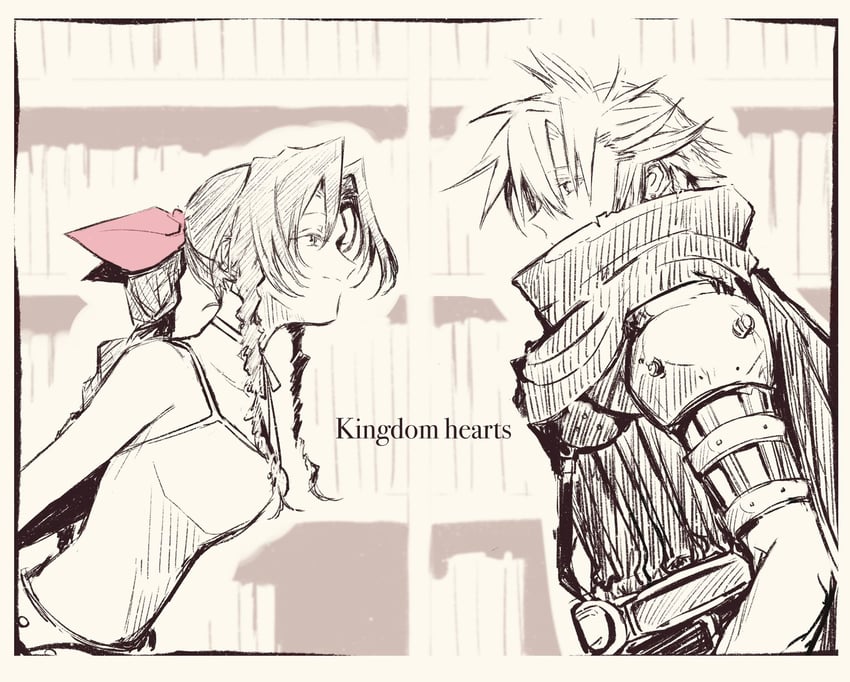 cloud strife and aerith gainsborough (final fantasy and 2 more) drawn by s4_1_s5_2