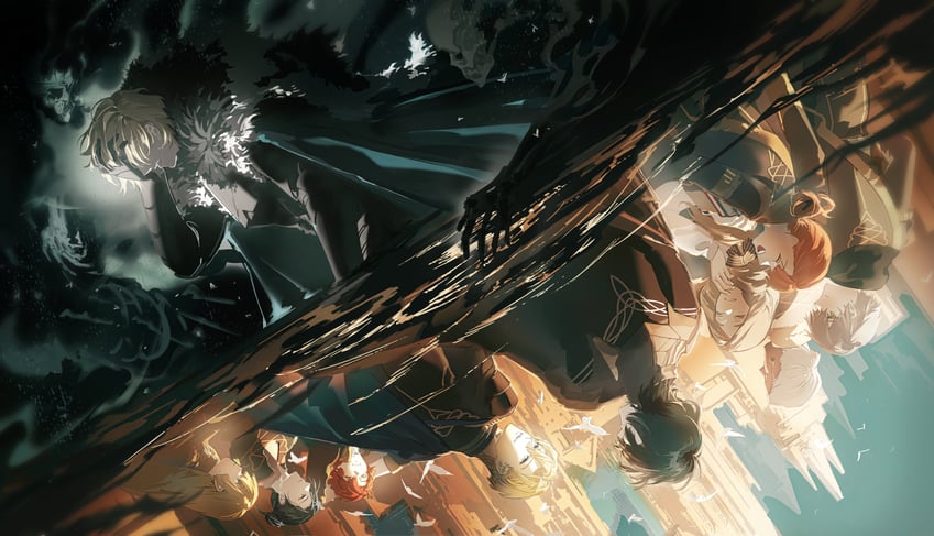 dimitri alexandre blaiddyd, male byleth, ingrid brandl galatea, sylvain jose gautier, mercedes von martritz, and 4 more (fire emblem and 1 more) drawn by gongzuotianxiadiyi
