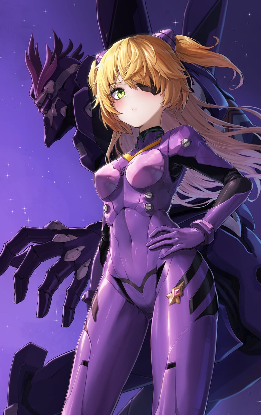 souryuu asuka langley, fischl, eva 02, and oz (genshin impact and 3 more) drawn by kokukyukeo