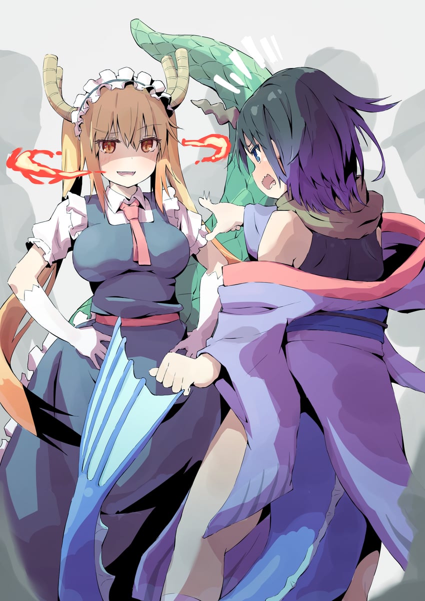 tohru and elma (kobayashi-san chi no maidragon) drawn by hore_(user_frns7872)