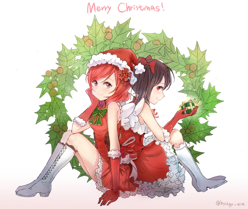nishikino maki and yazawa nico (love live! and 1 more) drawn by hyugo