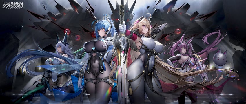 curtana, noctilucent, durandal, and joyeuse (crosscore) drawn by surfing_orange