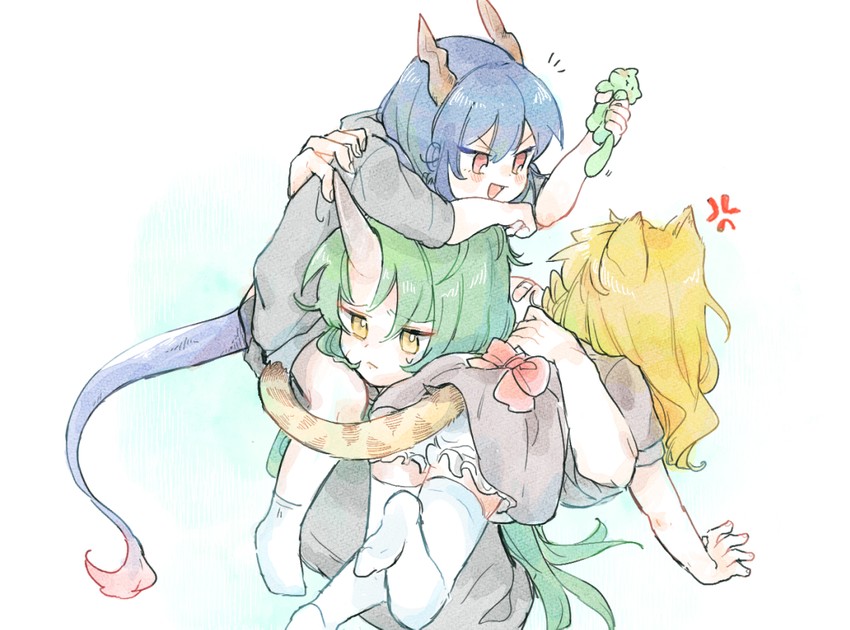 ch'en, hoshiguma, and swire (arknights) drawn by mishima_coco