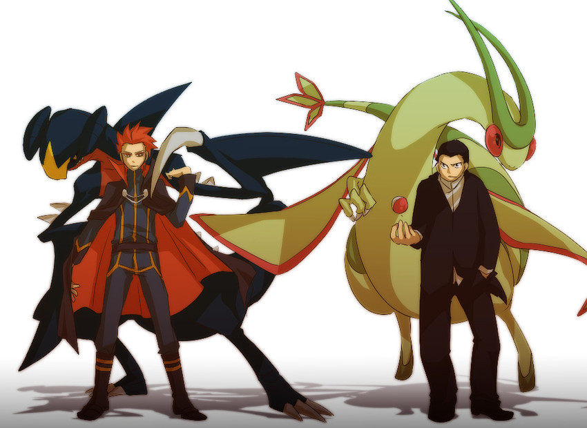 garchomp, lance, flygon, and giovanni (pokemon and 2 more) drawn by sun-baby