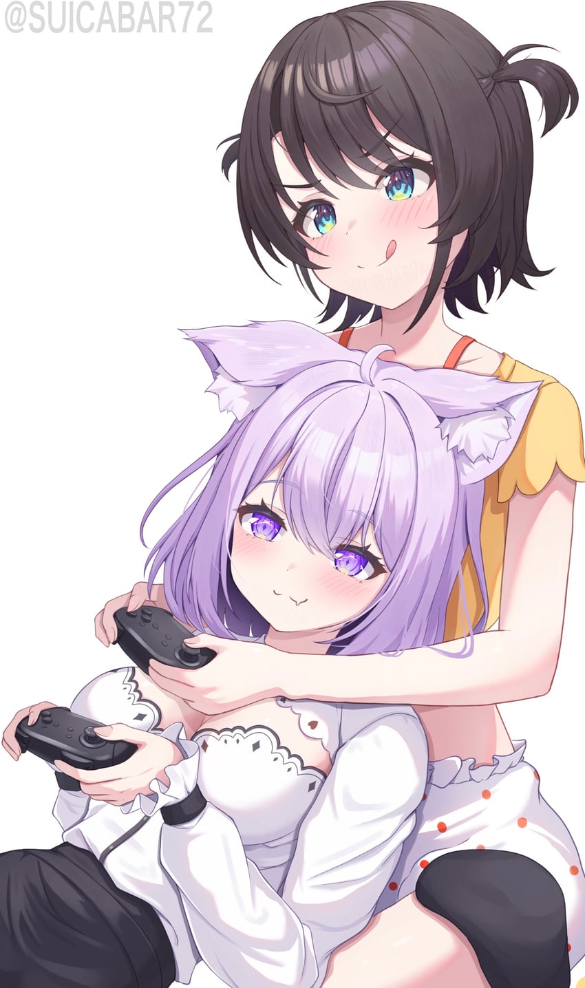 nekomata okayu and oozora subaru (hololive) drawn by suicabar72