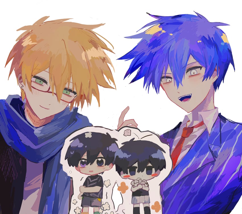 sunny, omori, hero, and bossman hero (omori) drawn by omosun666