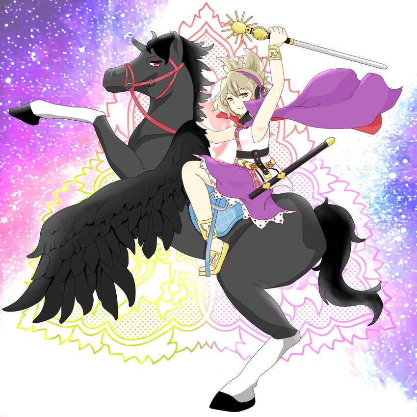 toyosatomimi no miko and kurokoma saki (touhou and 1 more) drawn by kaisouou_konbu