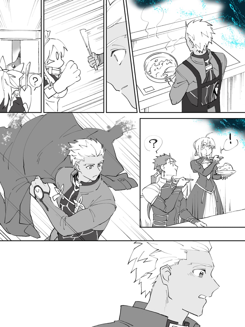 artoria pendragon, saber, tamamo, cu chulainn, archer, and 1 more (fate and 3 more) drawn by yu_(koboshitax)