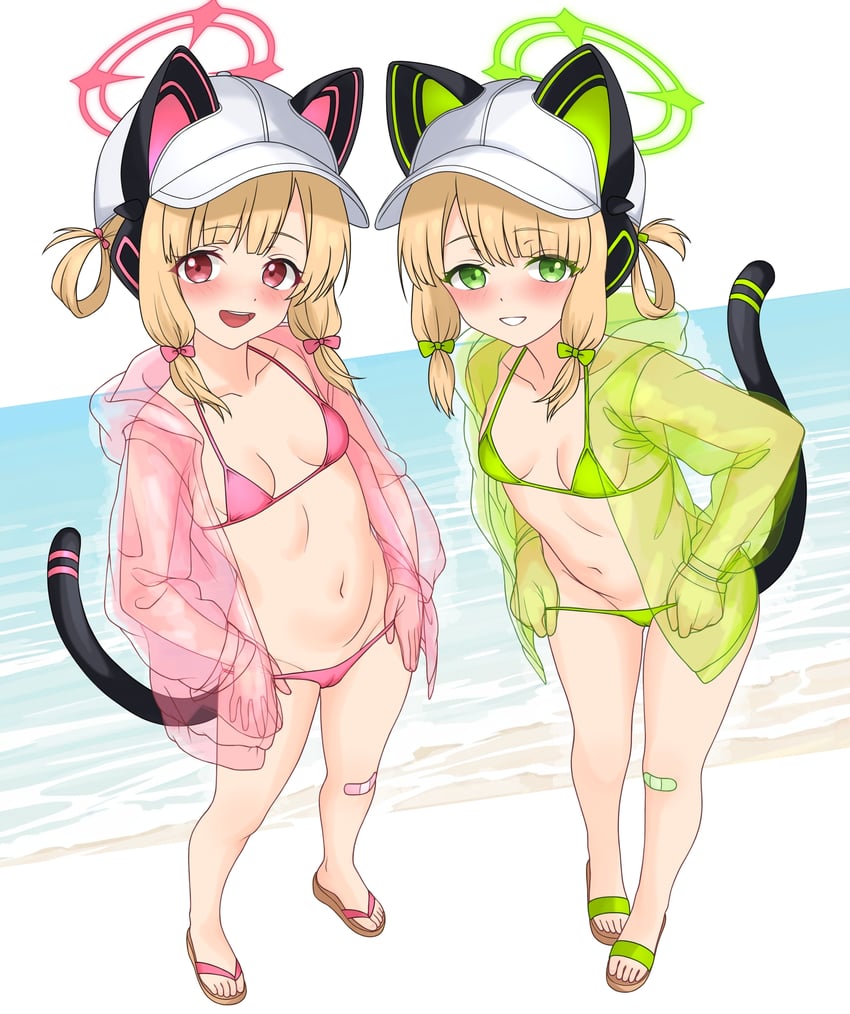 momoi and midori (blue archive) drawn by feichu_keju