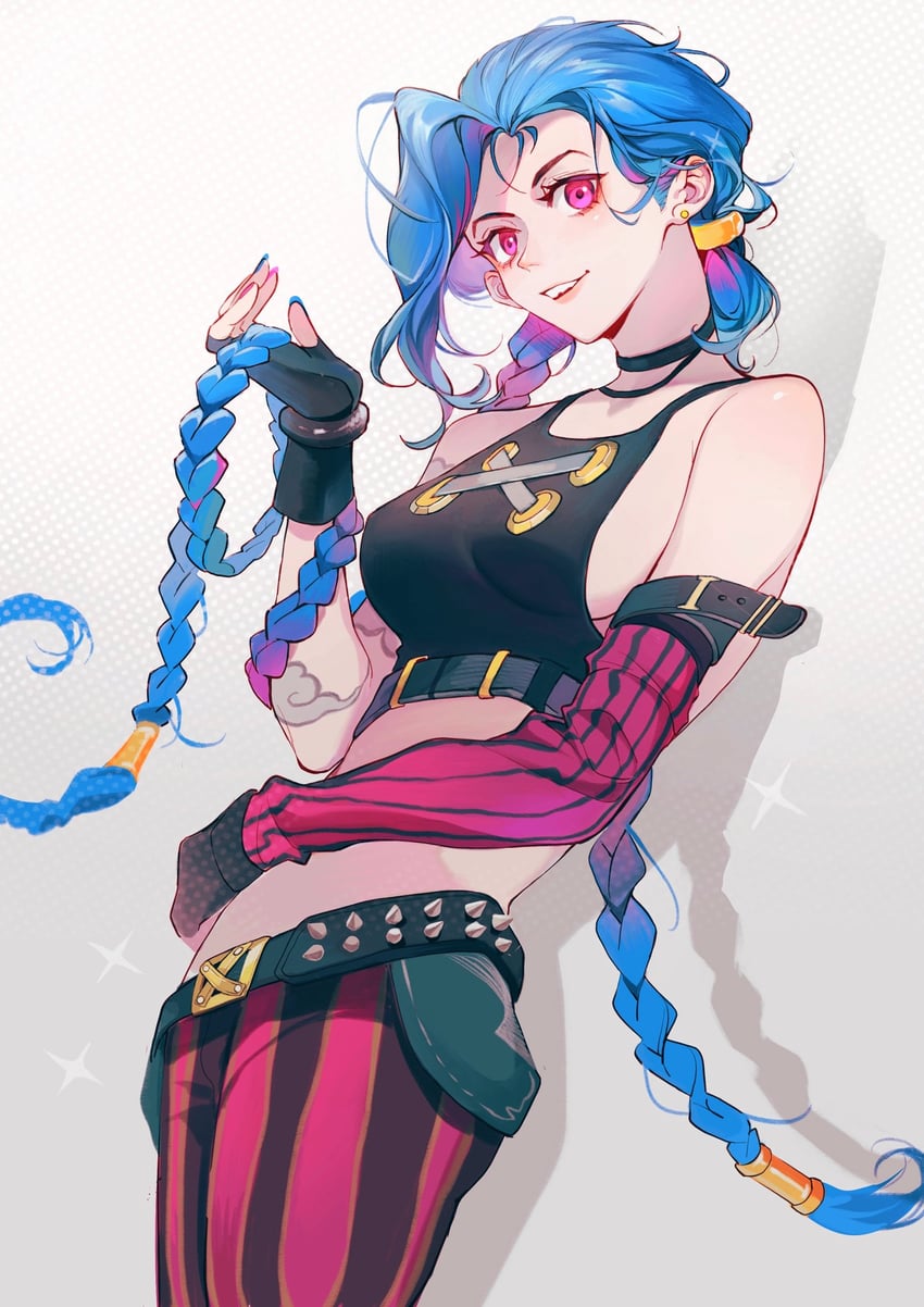 jinx and arcane jinx (league of legends and 1 more) drawn by bai_xin