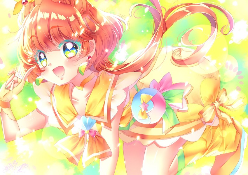 ichinose minori and cure papaya (precure and 1 more) drawn by touki_matsuri
