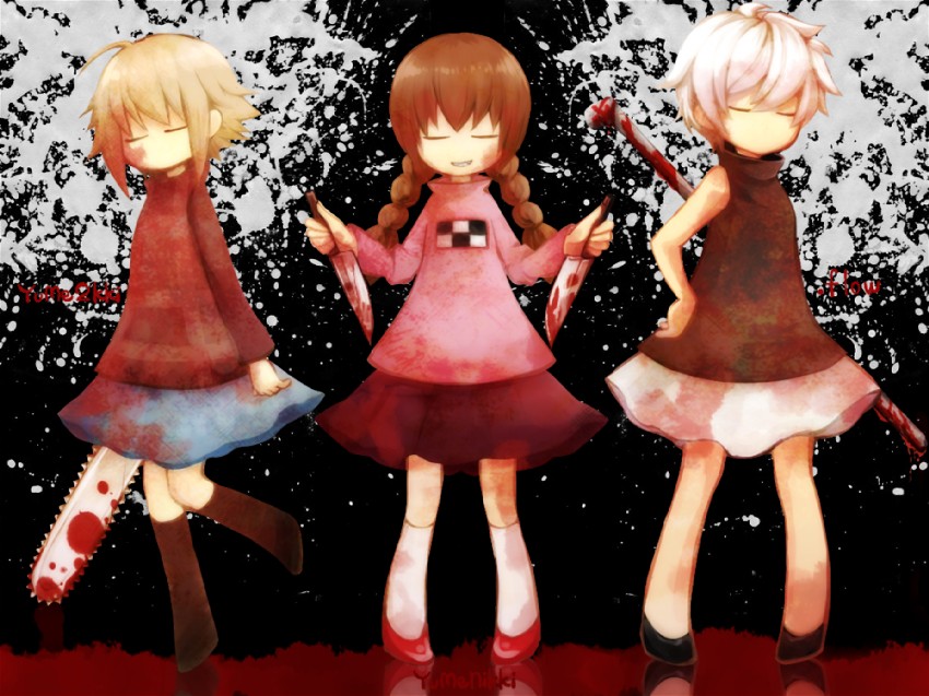 madotsuki, urotsuki, and sabitsuki (yume nikki and 2 more) drawn by sss3