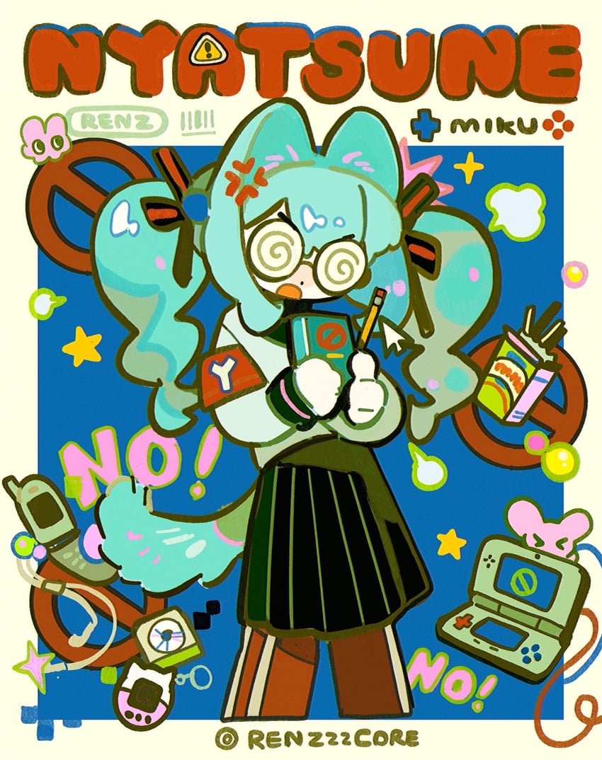 hatsune miku (vocaloid and 1 more) drawn by renzhi00334233