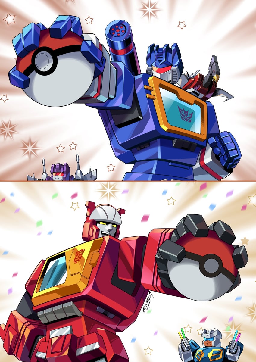 soundwave, laserbeak, frenzy, blaster, and eject (pokemon and 2 more) drawn by lantana0_0