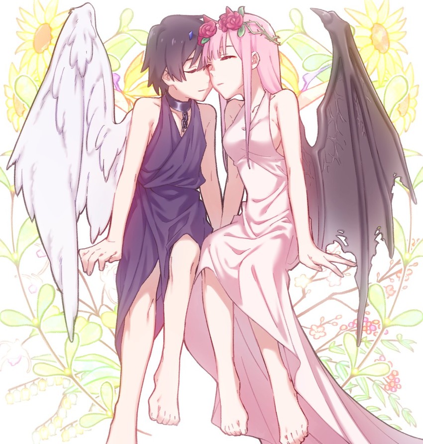 zero two and hiro (darling in the franxx) drawn by leje39