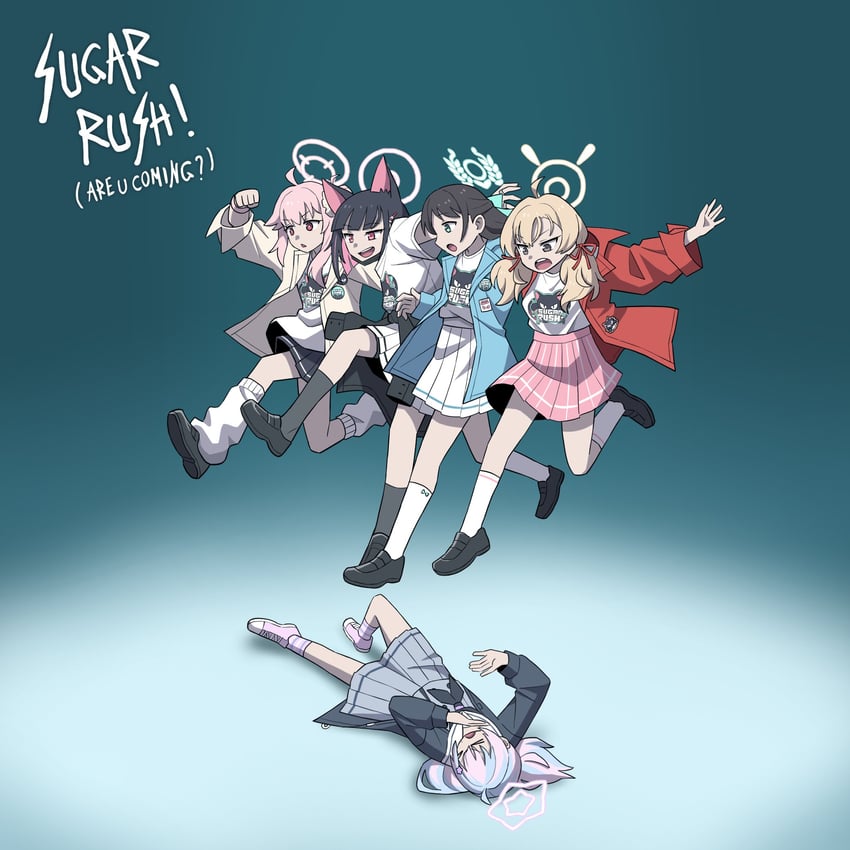 reisa, kazusa, natsu, airi, and yoshimi (blue archive and 1 more) drawn by washin