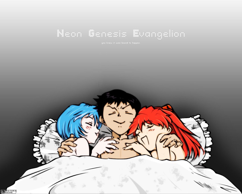 souryuu asuka langley, ayanami rei, and ikari shinji (neon genesis evangelion) drawn by isutoshi